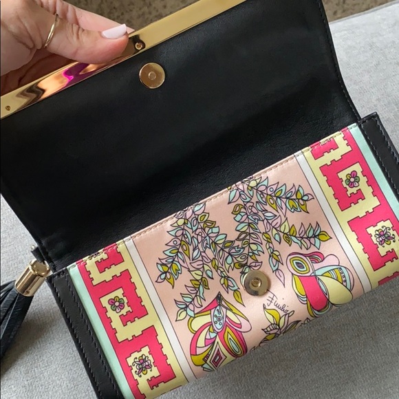 RARE Pucci tassel clutch in silk with leather trim - Picture 4 of 10